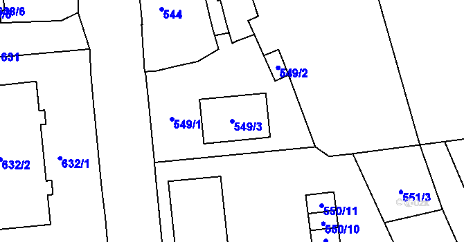 Parcela st. 549/3 v KÚ Třešť, Katastrální mapa
