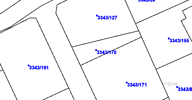 Parcela st. 3343/170 v KÚ Třešť, Katastrální mapa
