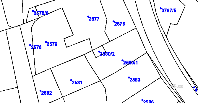 Parcela st. 2580/2 v KÚ Třešť, Katastrální mapa