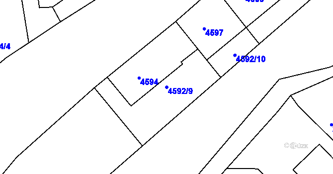Parcela st. 4592/9 v KÚ Třešť, Katastrální mapa