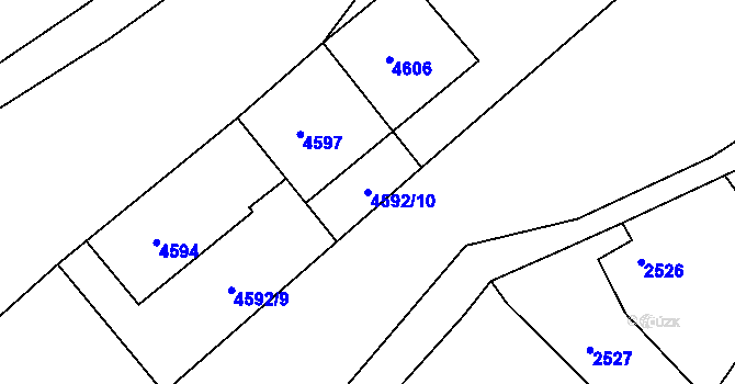 Parcela st. 4592/10 v KÚ Třešť, Katastrální mapa