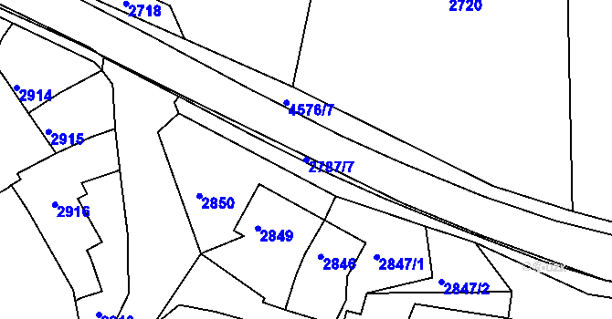 Parcela st. 2787/7 v KÚ Třešť, Katastrální mapa