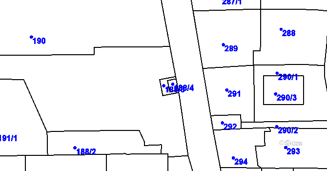 Parcela st. 188/3 v KÚ Třešť, Katastrální mapa