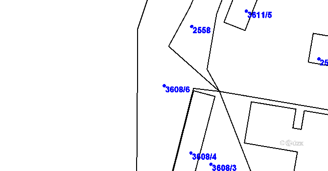 Parcela st. 3608/6 v KÚ Třešť, Katastrální mapa