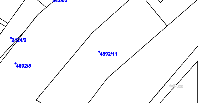 Parcela st. 4592/11 v KÚ Třešť, Katastrální mapa