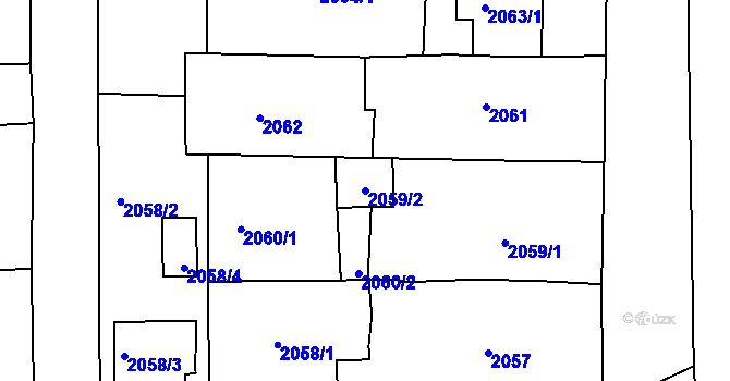 Parcela st. 2059/2 v KÚ Třešť, Katastrální mapa