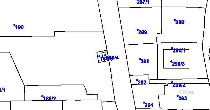 Parcela st. 188/4 v KÚ Třešť, Katastrální mapa