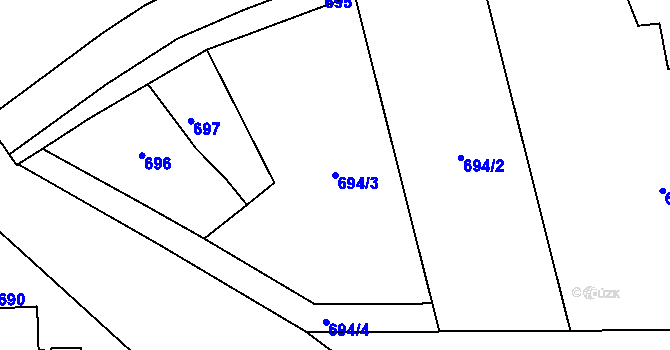 Parcela st. 694/3 v KÚ Třešť, Katastrální mapa