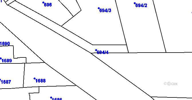 Parcela st. 694/4 v KÚ Třešť, Katastrální mapa