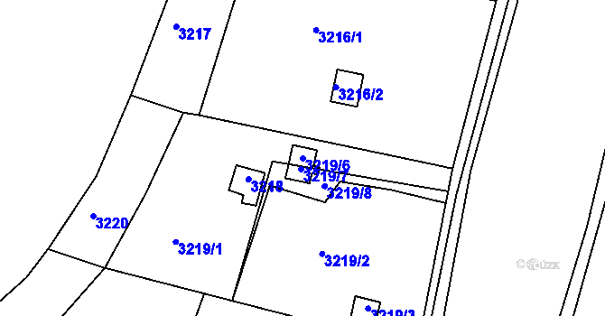 Parcela st. 3219/6 v KÚ Třešť, Katastrální mapa