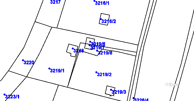 Parcela st. 3219/8 v KÚ Třešť, Katastrální mapa