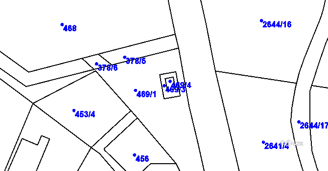 Parcela st. 469/3 v KÚ Třešť, Katastrální mapa