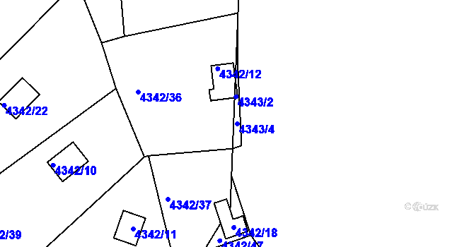 Parcela st. 4343/4 v KÚ Třešť, Katastrální mapa