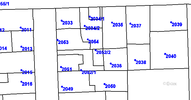 Parcela st. 2052/2 v KÚ Třešť, Katastrální mapa
