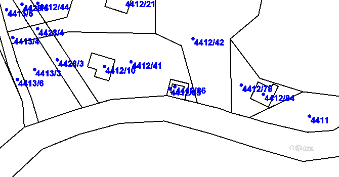 Parcela st. 4412/85 v KÚ Třešť, Katastrální mapa