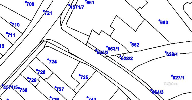 Parcela st. 663/2 v KÚ Třešť, Katastrální mapa