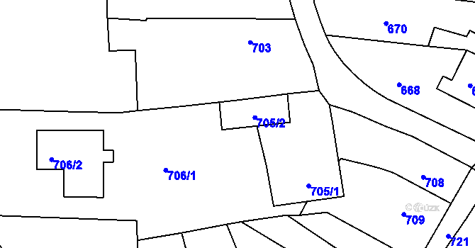Parcela st. 706/3 v KÚ Třešť, Katastrální mapa