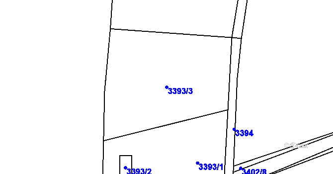 Parcela st. 3393/3 v KÚ Třešť, Katastrální mapa