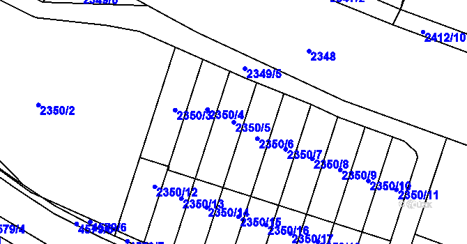 Parcela st. 2350/5 v KÚ Třešť, Katastrální mapa