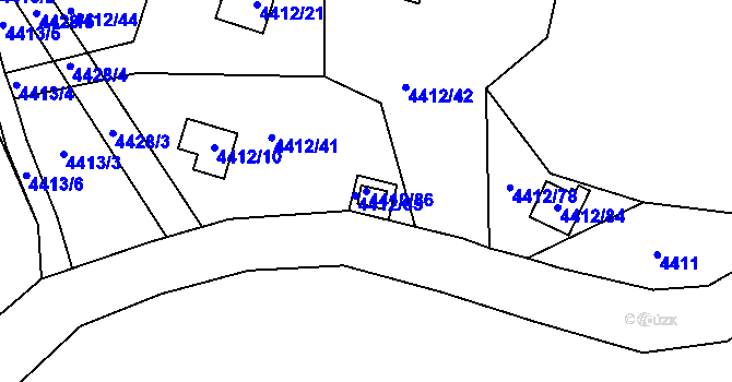 Parcela st. 4412/86 v KÚ Třešť, Katastrální mapa