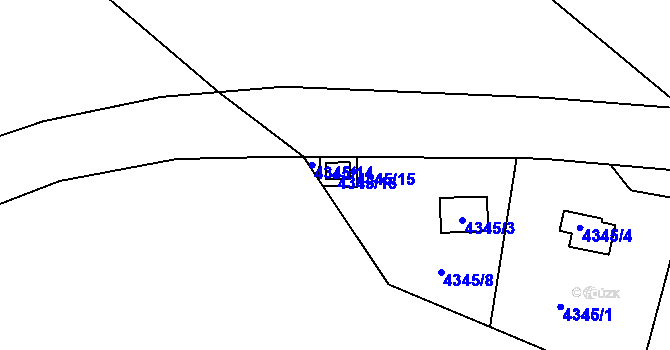 Parcela st. 4345/16 v KÚ Třešť, Katastrální mapa