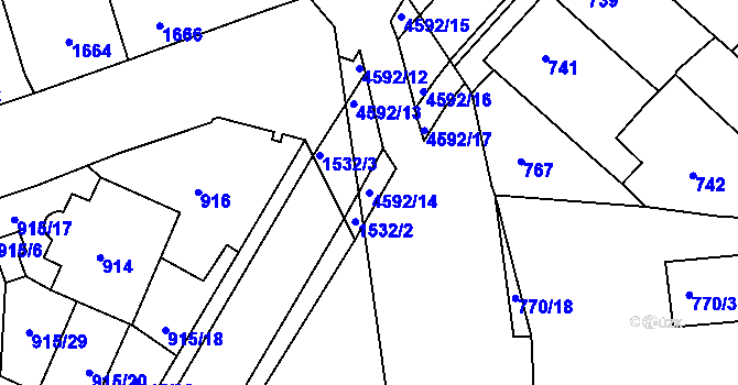 Parcela st. 4592/14 v KÚ Třešť, Katastrální mapa