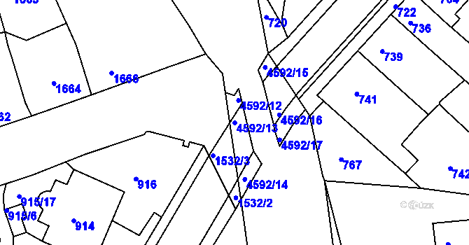 Parcela st. 4592/13 v KÚ Třešť, Katastrální mapa