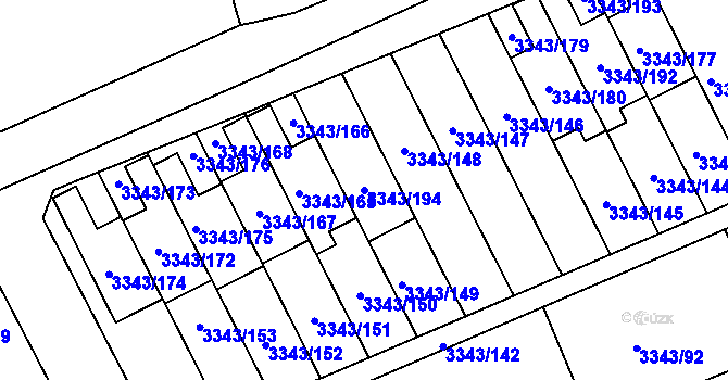 Parcela st. 3343/194 v KÚ Třešť, Katastrální mapa