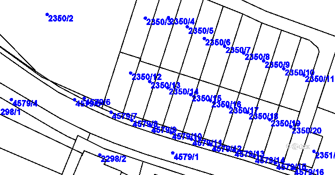 Parcela st. 2350/14 v KÚ Třešť, Katastrální mapa