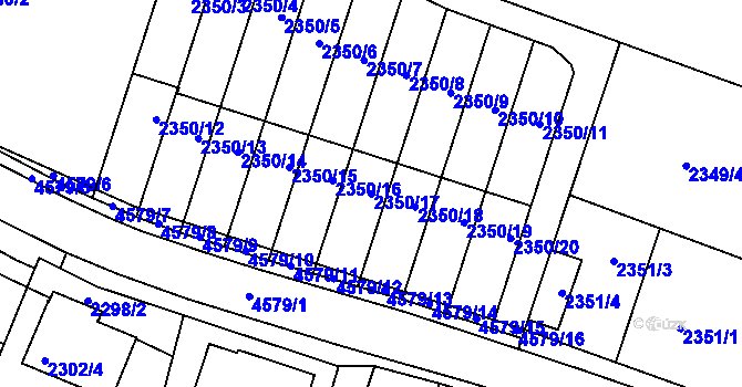 Parcela st. 2350/17 v KÚ Třešť, Katastrální mapa