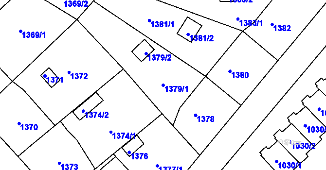 Parcela st. 1379/1 v KÚ Třešť, Katastrální mapa