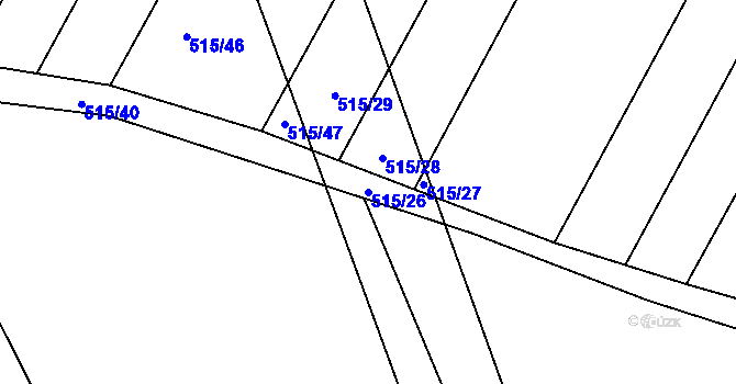 Parcela st. 515/26 v KÚ Třeštice, Katastrální mapa