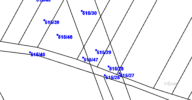 Parcela st. 515/29 v KÚ Třeštice, Katastrální mapa