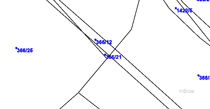 Parcela st. 366/21 v KÚ Třeštice, Katastrální mapa