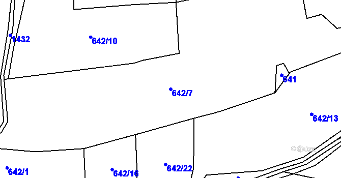 Parcela st. 642/7 v KÚ Třeštice, Katastrální mapa