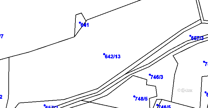 Parcela st. 642/13 v KÚ Třeštice, Katastrální mapa