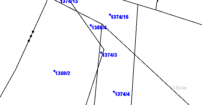 Parcela st. 1374/3 v KÚ Třeštice, Katastrální mapa