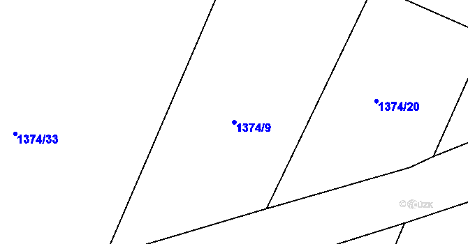 Parcela st. 1374/9 v KÚ Třeštice, Katastrální mapa