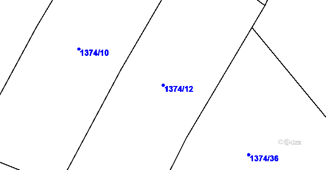 Parcela st. 1374/12 v KÚ Třeštice, Katastrální mapa