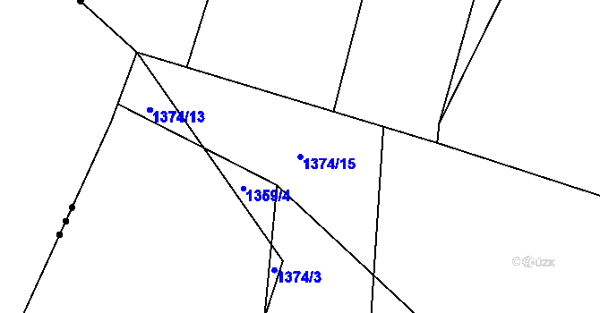 Parcela st. 1374/15 v KÚ Třeštice, Katastrální mapa