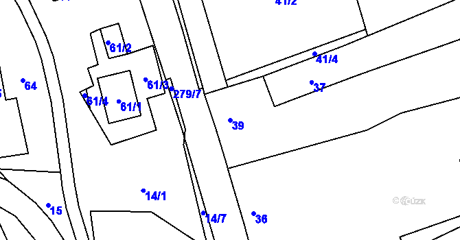 Parcela st. 39 v KÚ Třeština, Katastrální mapa