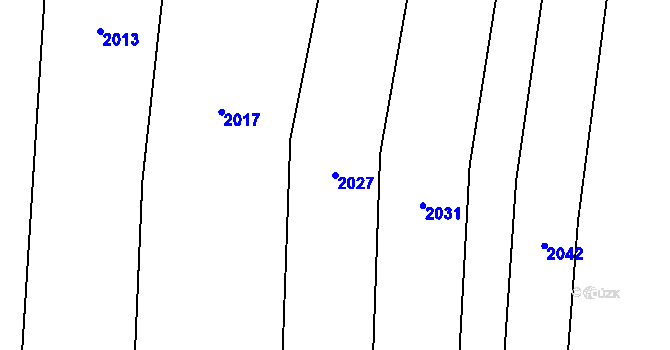 Parcela st. 2027 v KÚ Třeština, Katastrální mapa