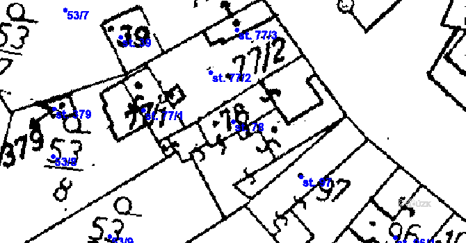 Parcela st. 78 v KÚ Tři Dvory, Katastrální mapa