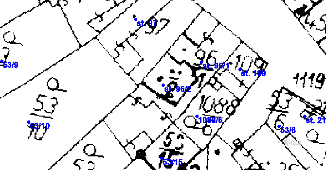Parcela st. 96/2 v KÚ Tři Dvory, Katastrální mapa