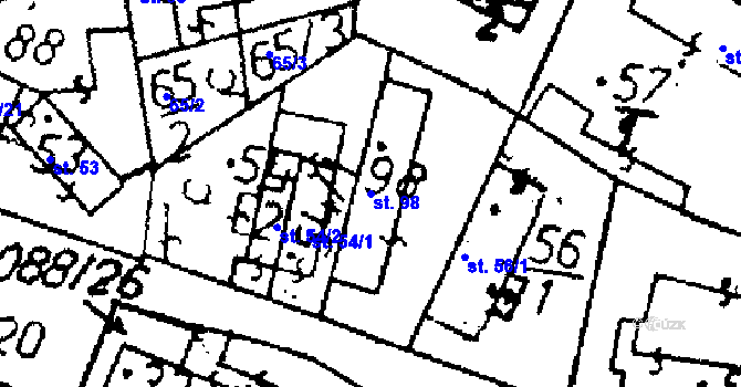 Parcela st. 98 v KÚ Tři Dvory, Katastrální mapa