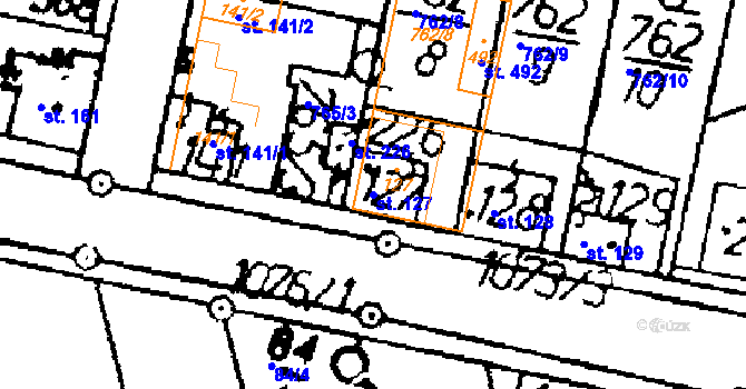 Parcela st. 127 v KÚ Tři Dvory, Katastrální mapa