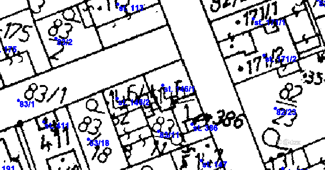 Parcela st. 146/1 v KÚ Tři Dvory, Katastrální mapa