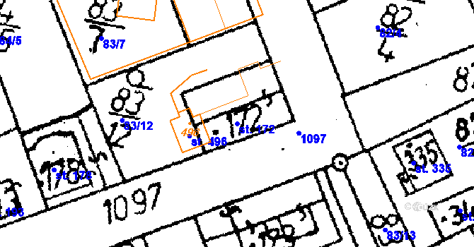 Parcela st. 172 v KÚ Tři Dvory, Katastrální mapa