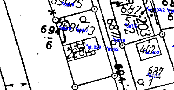 Parcela st. 228 v KÚ Tři Dvory, Katastrální mapa