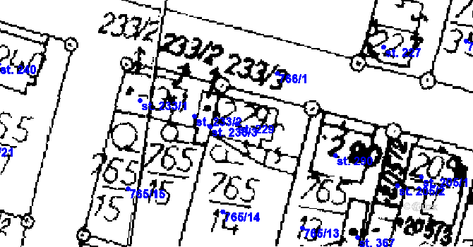 Parcela st. 229 v KÚ Tři Dvory, Katastrální mapa